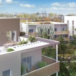 programme neuf angers-terrasse en dernier etage couple vue sur jardin ciel bleu