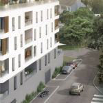 programme neuf saint nazaire-façade résidence neuve rue voitures espaces verts