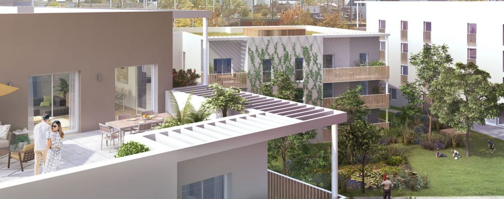 appartement loi pinel-terrasse meublée couple plantes vue sur jardin