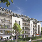 immo angers-résidence neuve balcons fleuris arbres ciel bleu