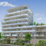 immo neuf nantes-façade résidence neuve balcons fleuris espaces verts ciel bleu