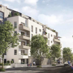 investir pinel-résidence neuve rue arbres passants voitures ciel nuageux