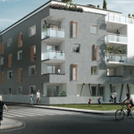 investisseur immobilier locatif-façade résidence neuve rue passants