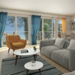 investisseur immobilier locatif-salon meublé tapis vue terrasse