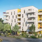 programme neuf nantes-résidence neuve balcons fleuris espaces verts rue passants ciel bleu