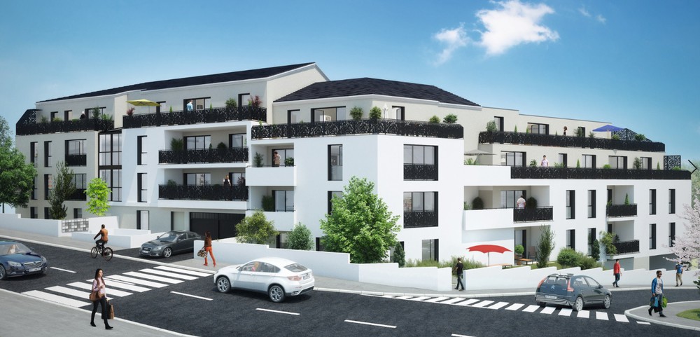 programme immobilier orvault- résidence neuve façade blanche ciel bleu