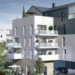 programme neuf saint herblain-façade immeuble neuf terrasses arbres ciel bleu