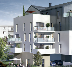 programme neuf saint herblain-façade immeuble neuf terrasses arbres ciel bleu