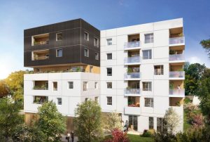 investir à nantes-façade de résidence neuve arbres ciel bleu